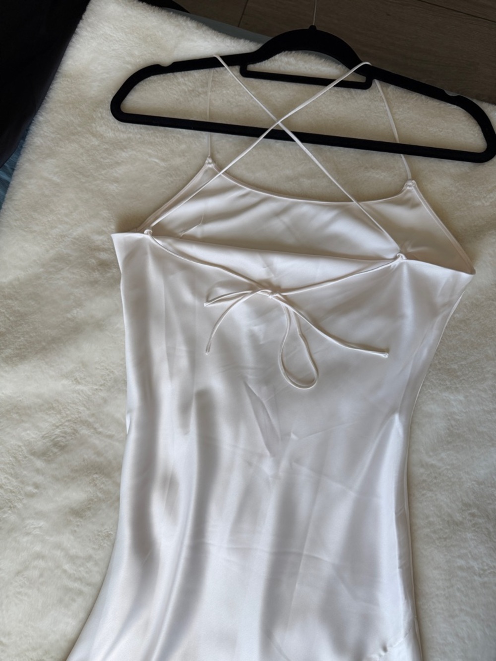 Victoria's Secret Cream Satin Slip Dress with Tie in back Straps